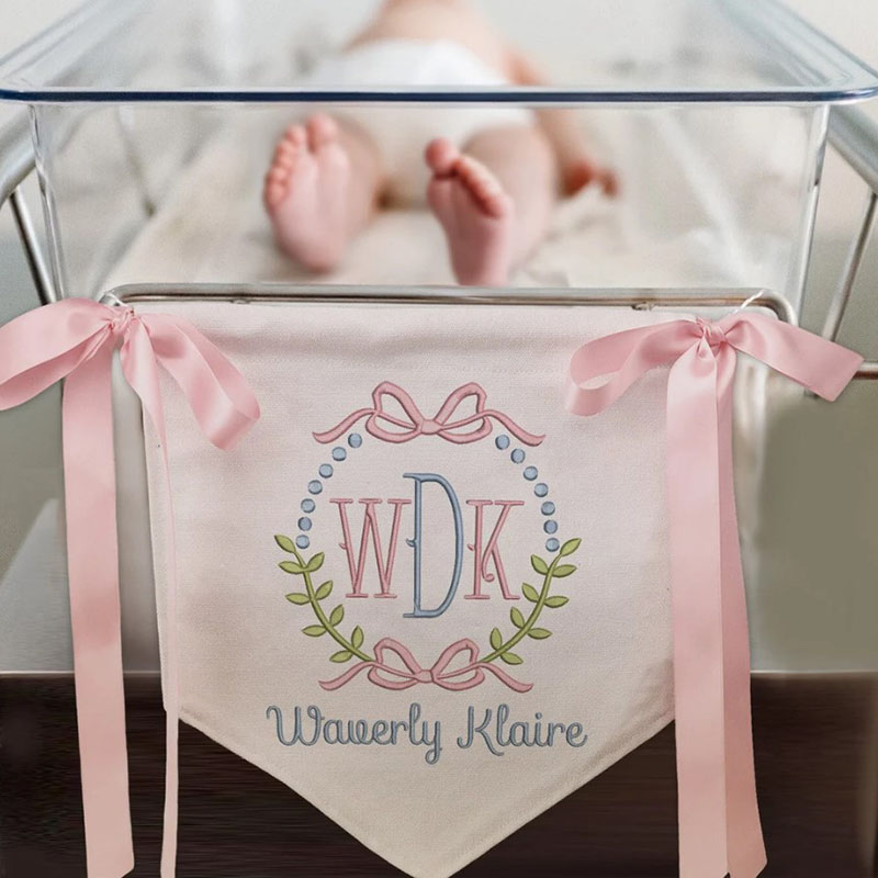 Ribbon Welcome Banner Floral Crest Newborn Gifts