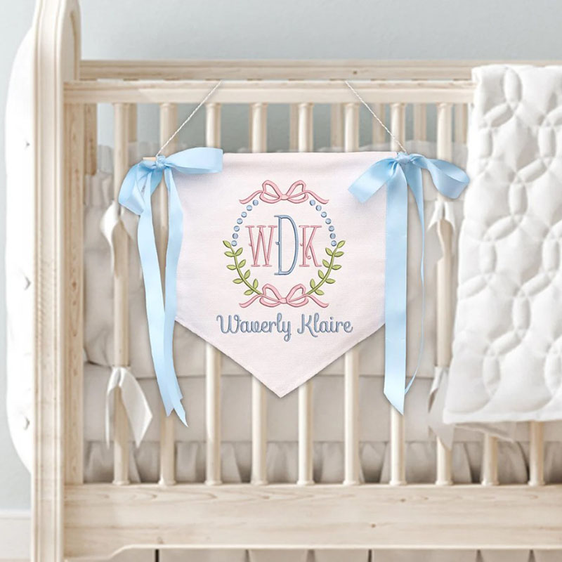Ribbon Welcome Banner Floral Crest Newborn Gifts
