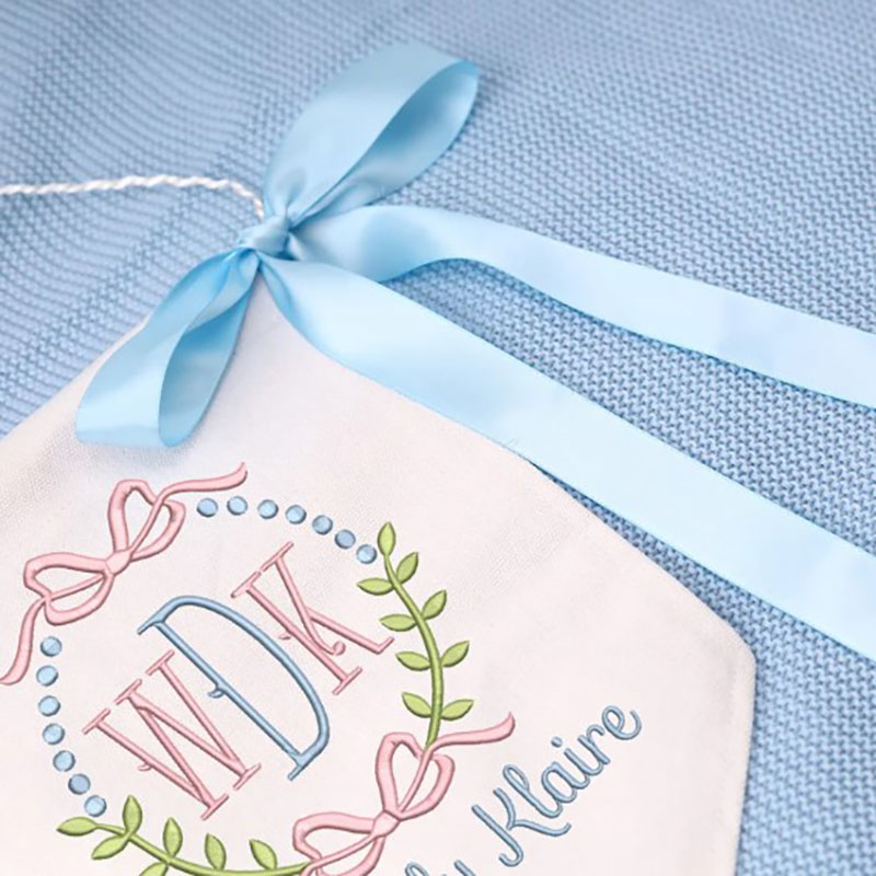 Ribbon Welcome Banner Floral Crest Newborn Gifts