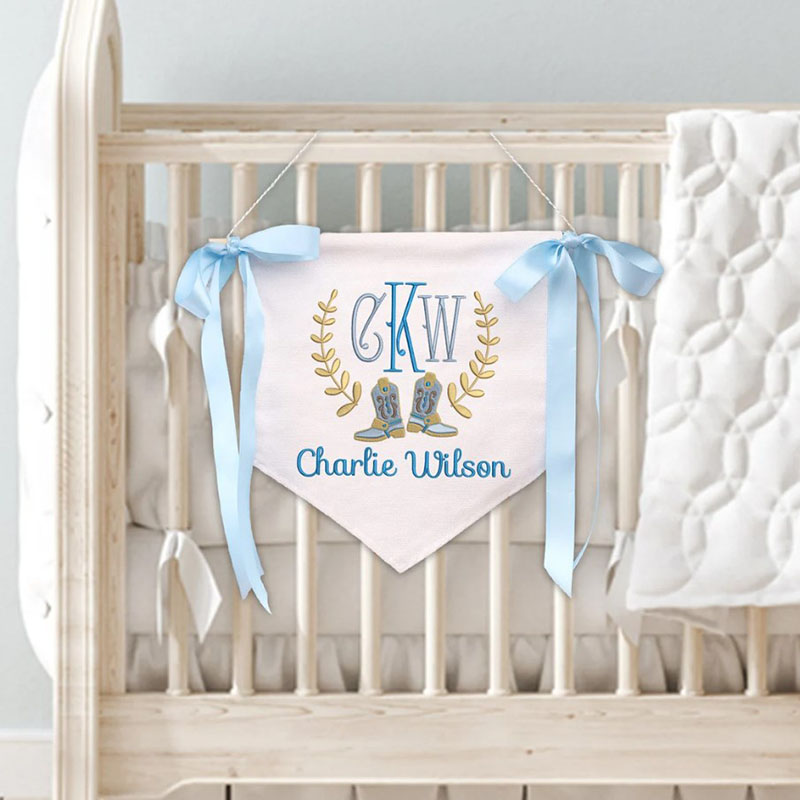 Cowgirl/Cowboy Baby Banner with Floral Welcome Banner