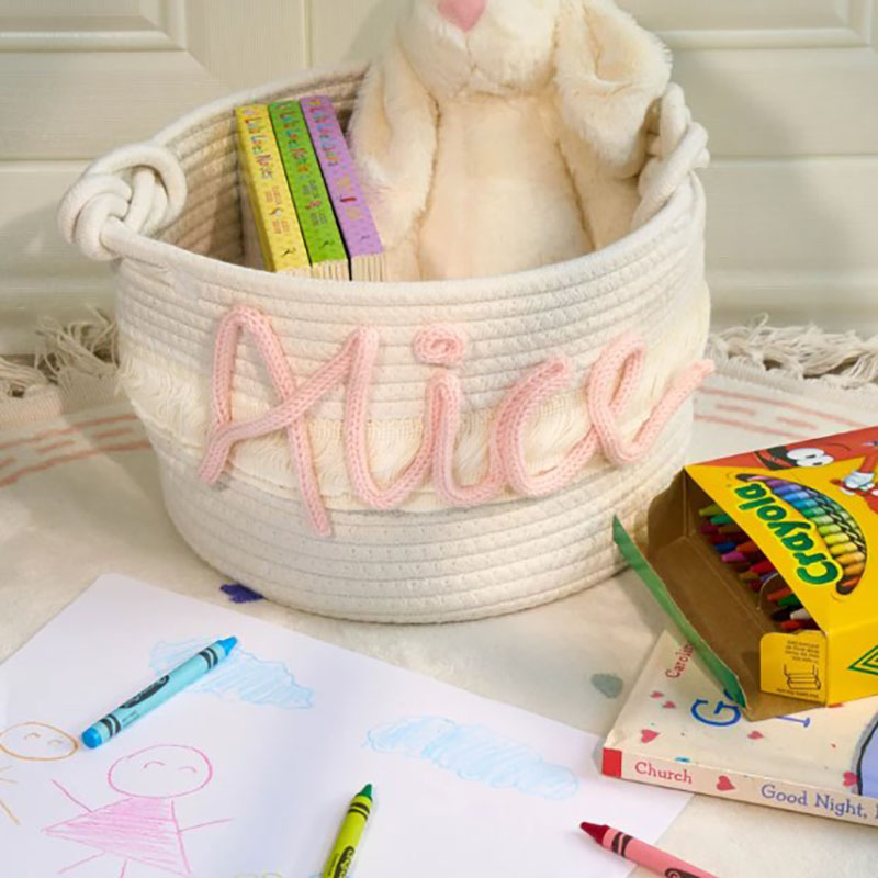Personalized Handmade Basket Name Cotton Rope Basket