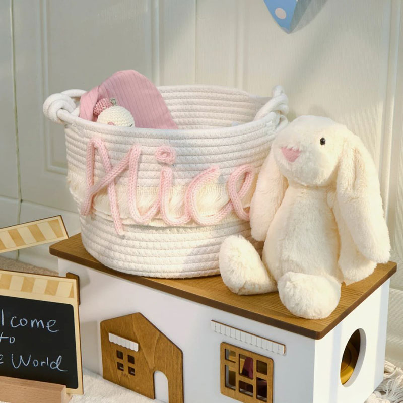Personalized Handmade Basket Name Cotton Rope Basket