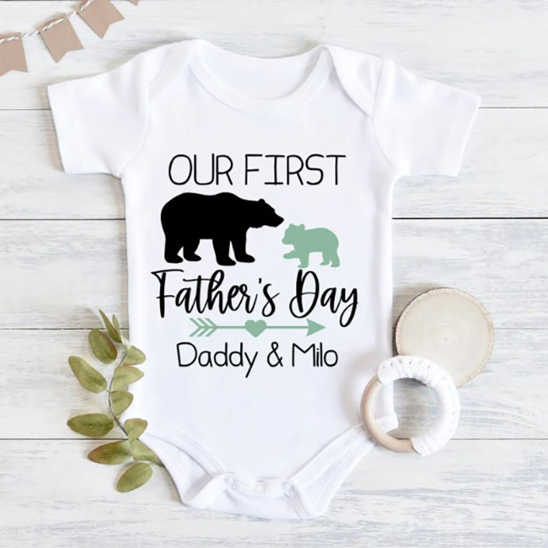 Daddy and Me Our First Father's Day Bear Baby Onesie