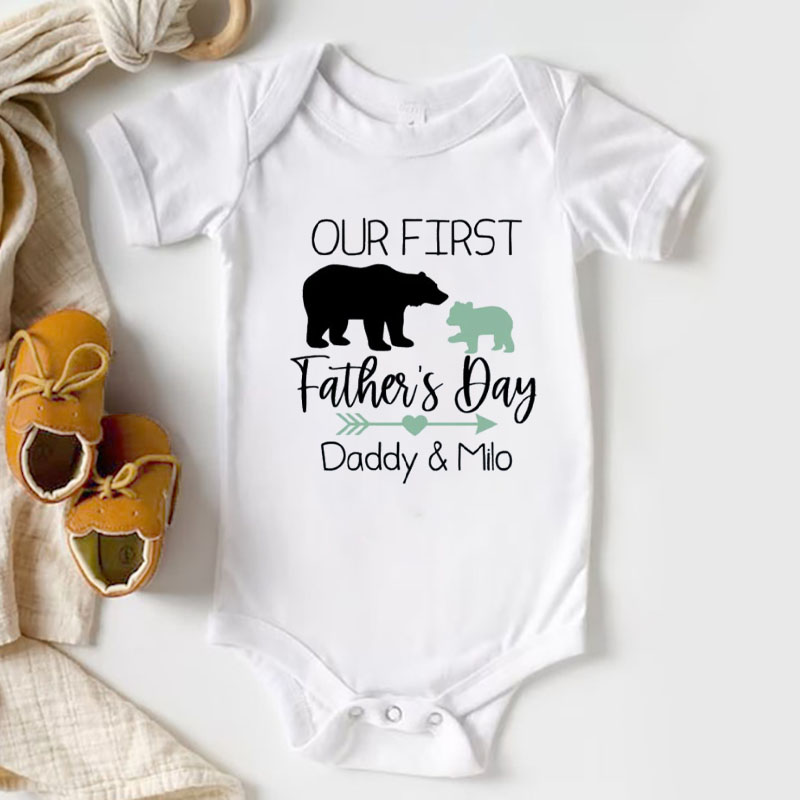 Daddy and Me Our First Father's Day Bear Baby Onesie