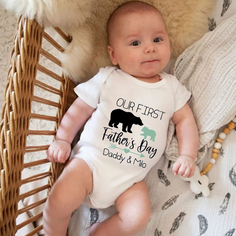 Daddy and Me Our First Father's Day Bear Baby Onesie