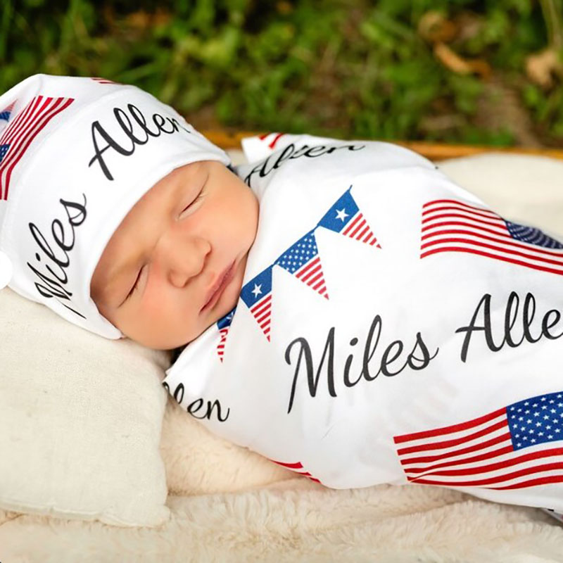 American Flag Swaddle Blanket 4th of July Baby Blanket