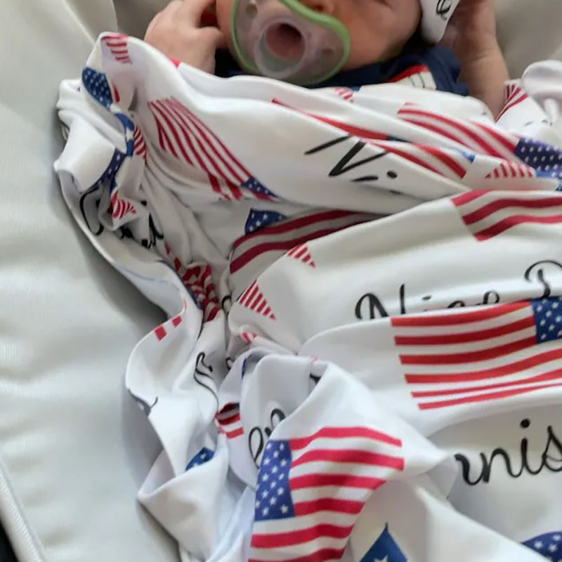 American Flag Swaddle Blanket 4th of July Baby Blanket