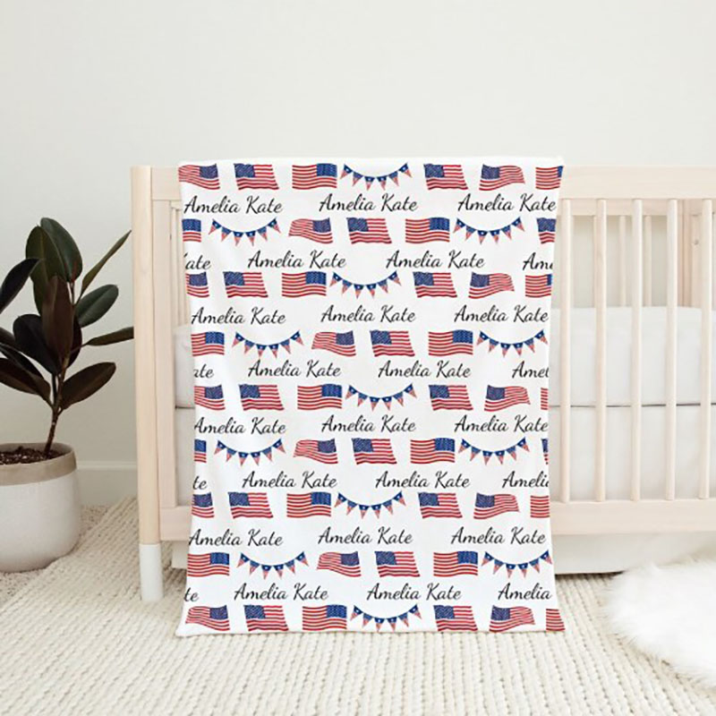 American Flag Swaddle Blanket 4th of July Baby Blanket