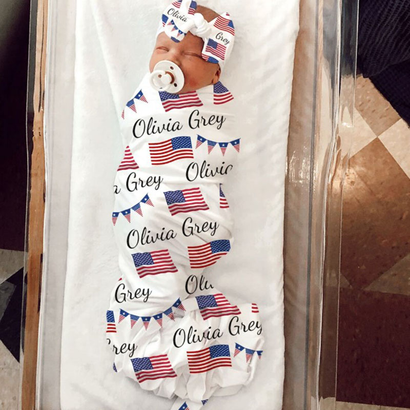 American Flag Swaddle Blanket 4th of July Baby Blanket