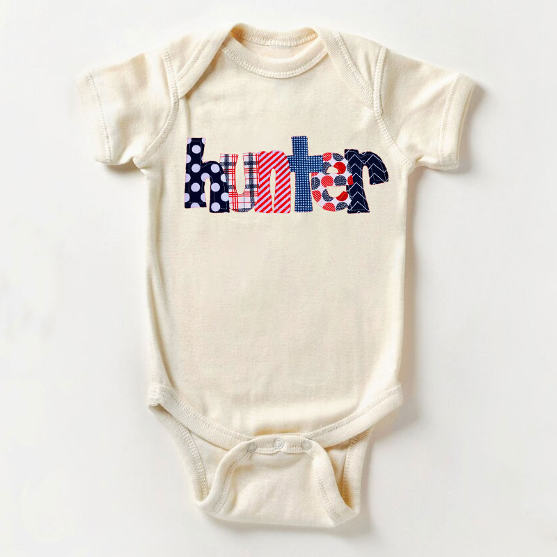 [Baby Bodysuit]Personalized July 4th Style Monogram Name Bodysuit