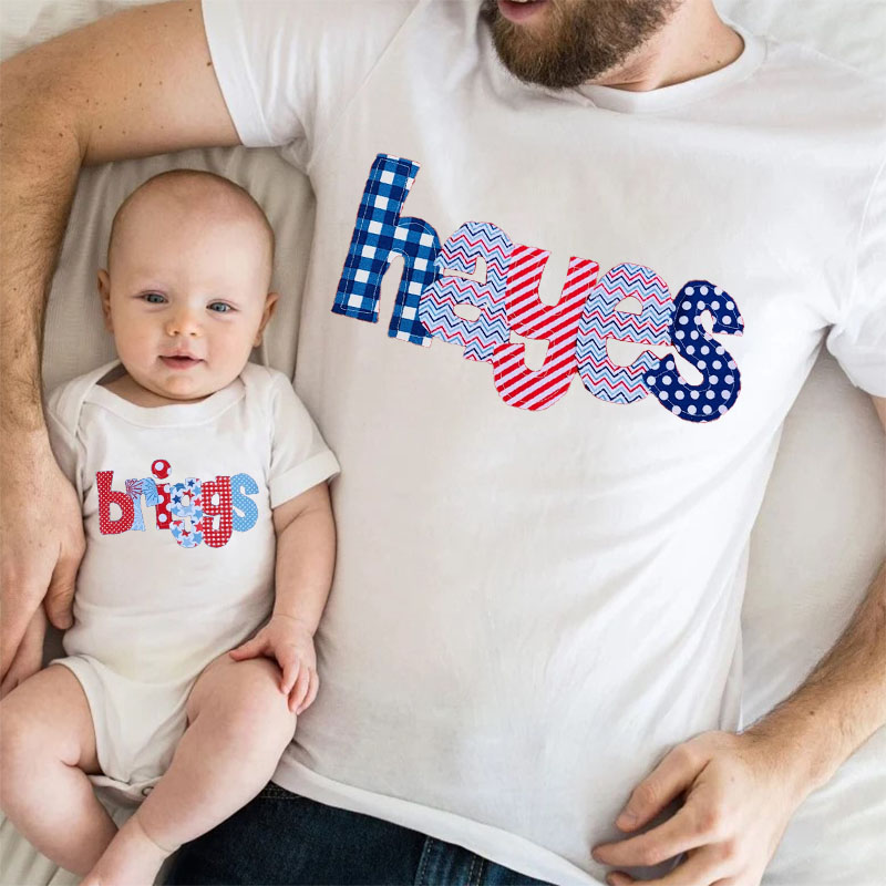 [Adult Tee]Personalized July 4th Style Monogram Name Shirt