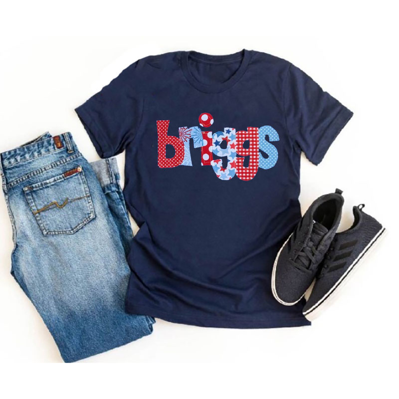 [Adult Tee]Personalized July 4th Style Monogram Name Shirt