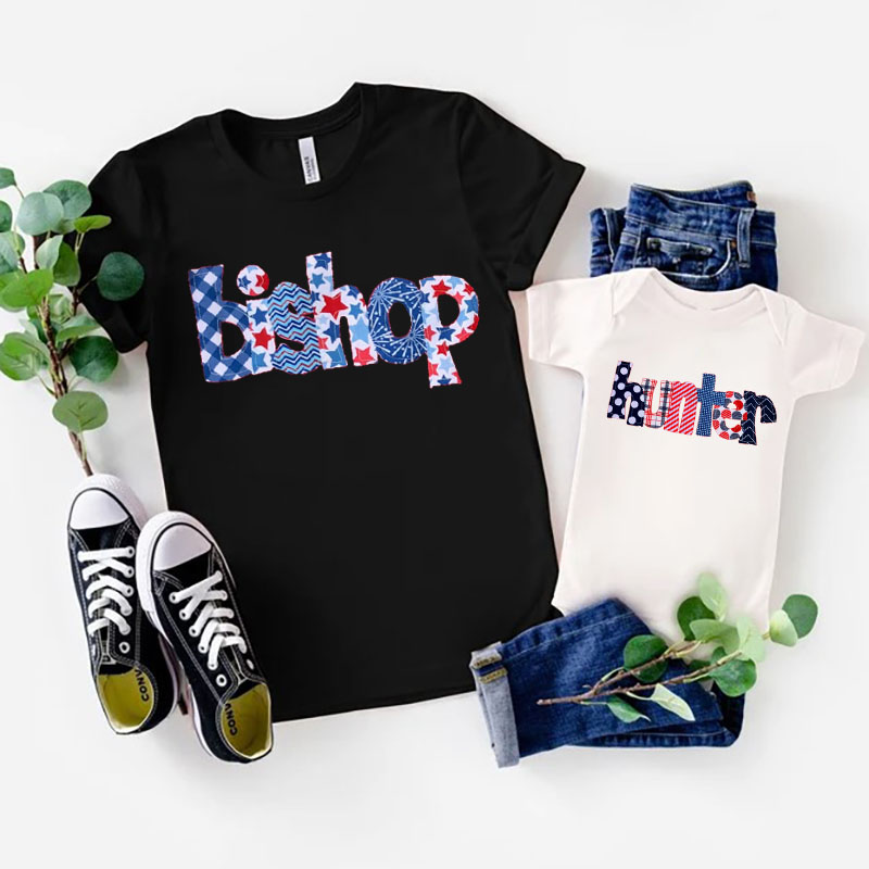 [Adult Tee]Personalized July 4th Style Monogram Name Shirt