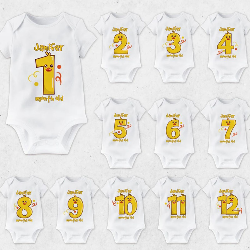 Personalised Duck number Milestone Bodysuit