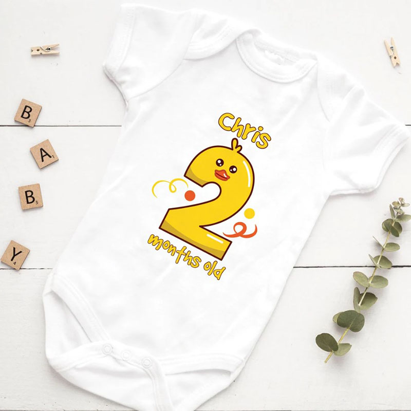 Personalised Duck number Milestone Bodysuit