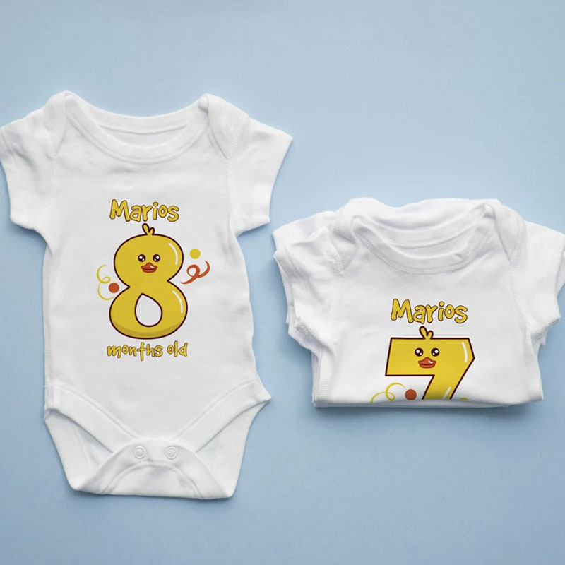 Personalised Duck number Milestone Bodysuit