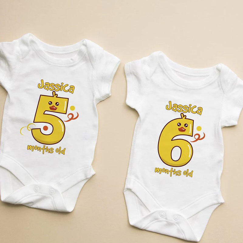 Personalised Duck number Milestone Bodysuit
