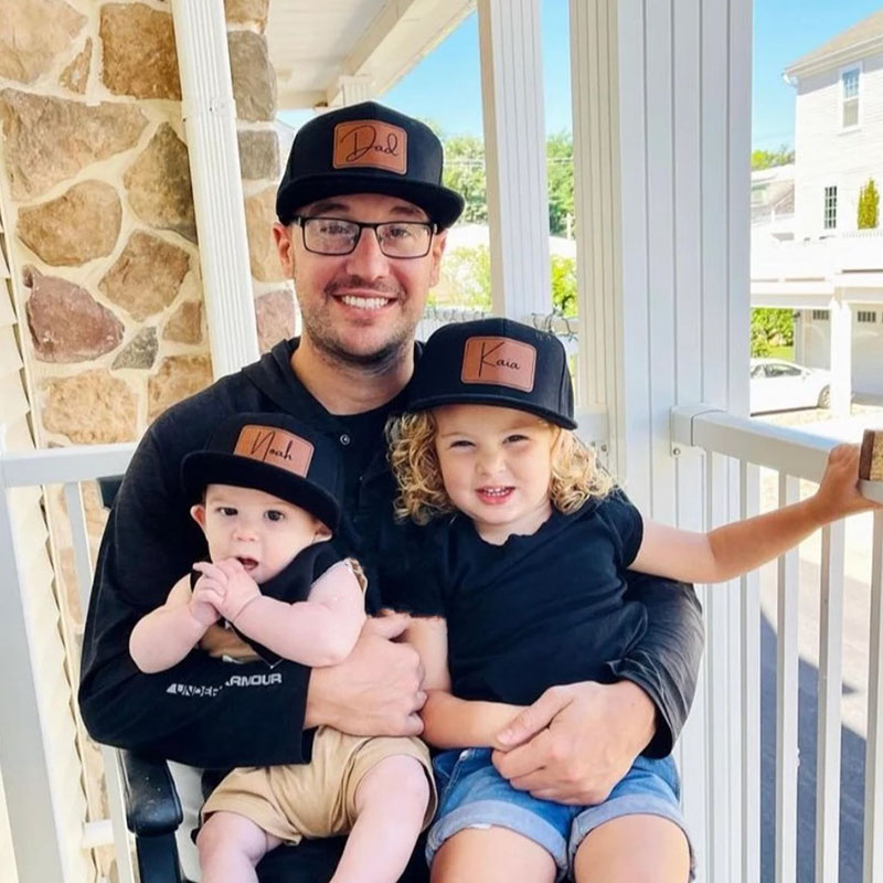 Personalized Dad Hat With Kids Name Leather Patch Hat