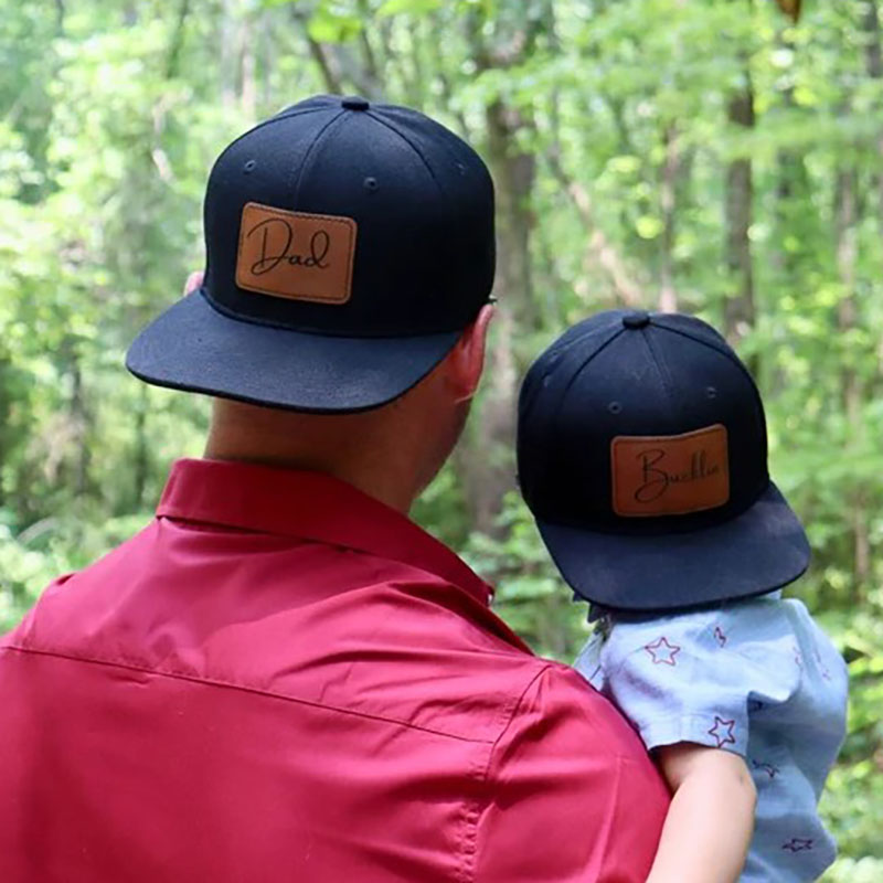 Personalized Dad Hat With Kids Name Leather Patch Hat