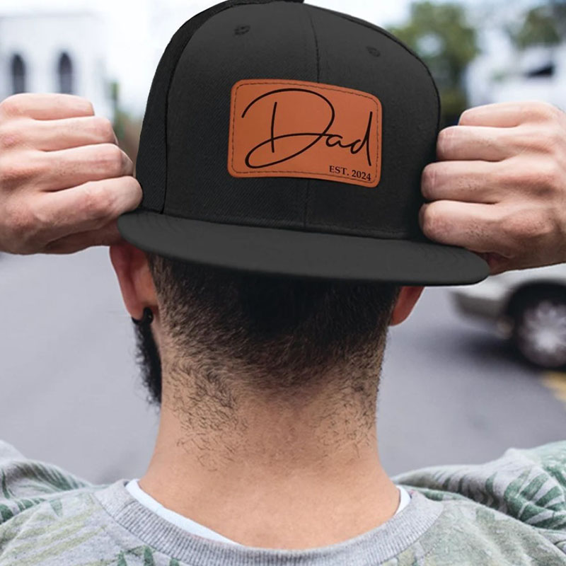 Personalized Dad Hat With Kids Name Leather Patch Hat