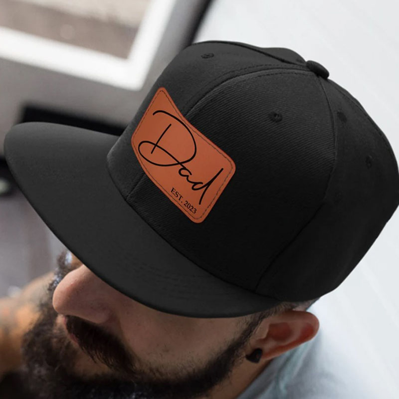 Personalized Dad Hat With Kids Name Leather Patch Hat