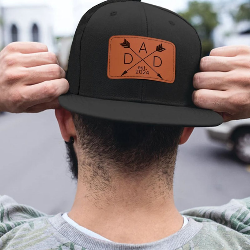 Personalized Dad Hat With Kids Name Leather Patch Hat