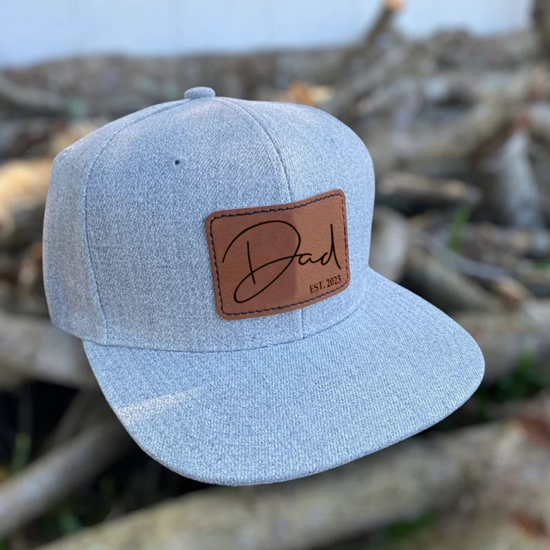 Personalized Dad Hat With Kids Name Leather Patch Hat