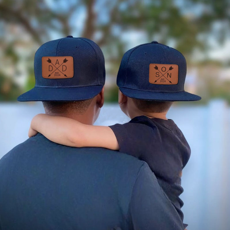 Personalized Dad Hat With Kids Name Leather Patch Hat