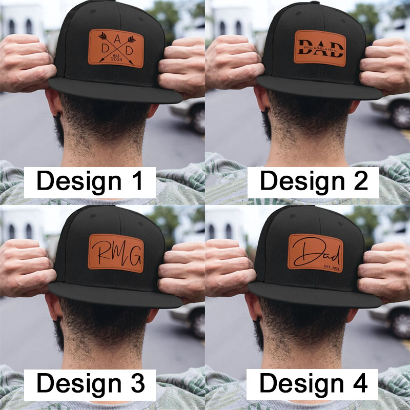 Personalized Dad Hat With Kids Name Leather Patch Hat