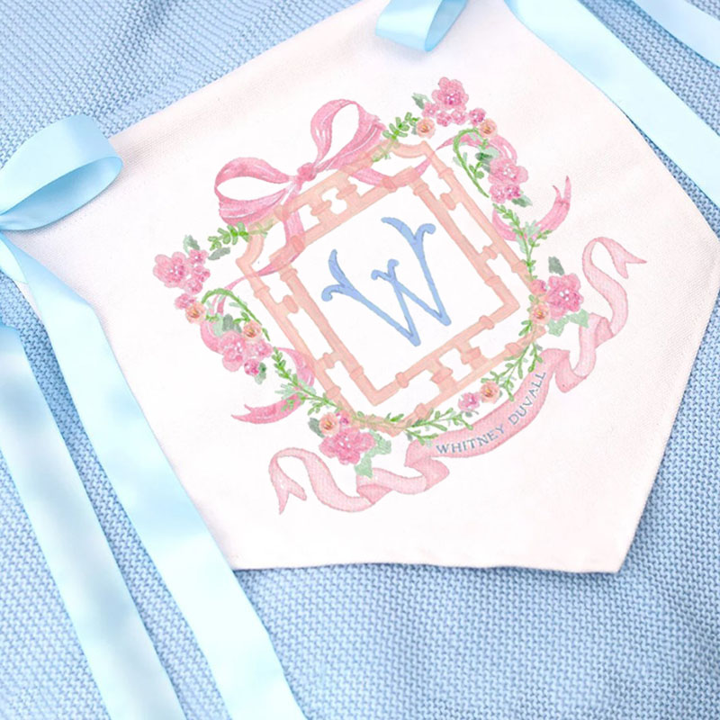 Monogram Floral Nursery Personalized Banner with bows
