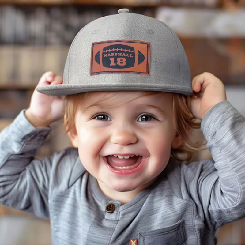 Football Personalized Player Number Leather Patch Hat