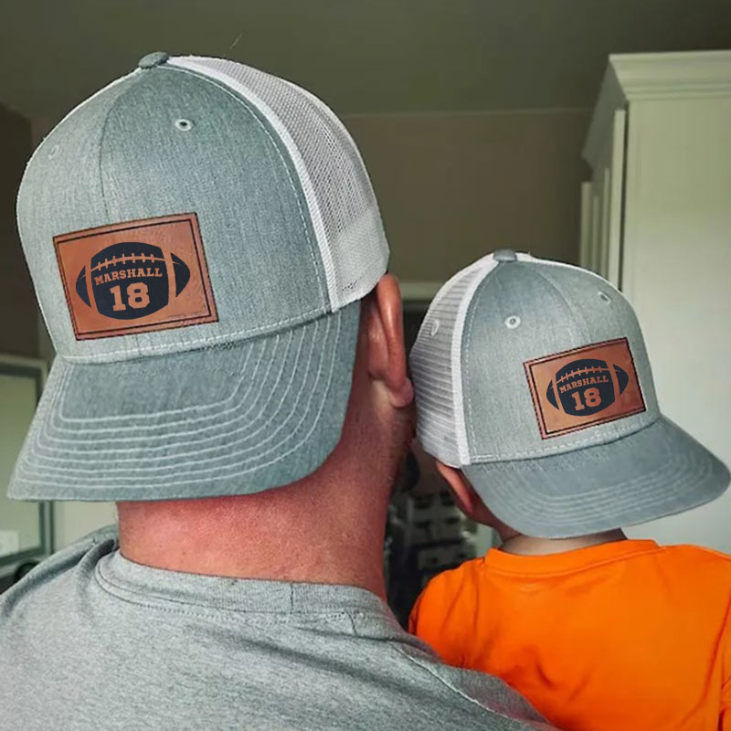 Football Personalized Player Number Leather Patch Hat