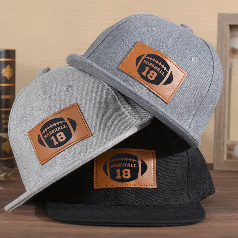 Football Personalized Player Number Leather Patch Hat