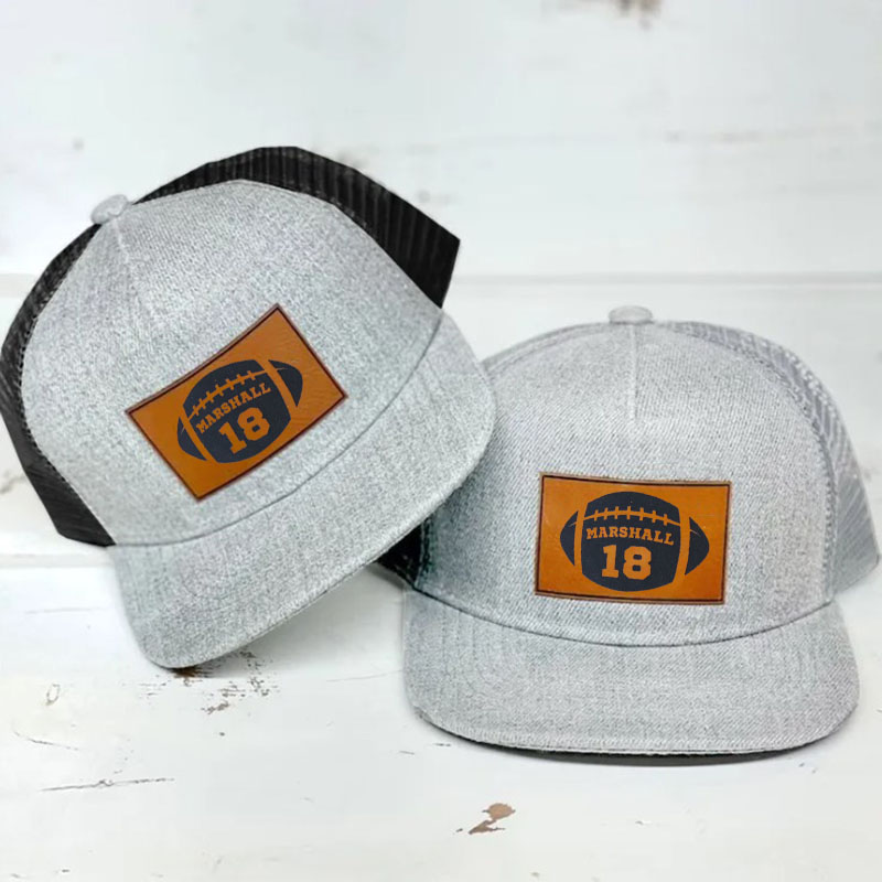 Football Personalized Player Number Leather Patch Hat