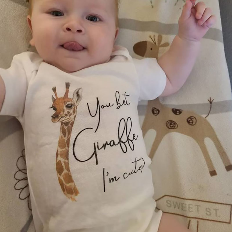 You Bet Giraffe I'm Cute Funny Giraffe Baby Onesie