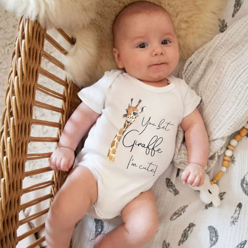 You Bet Giraffe I'm Cute Funny Giraffe Baby Onesie