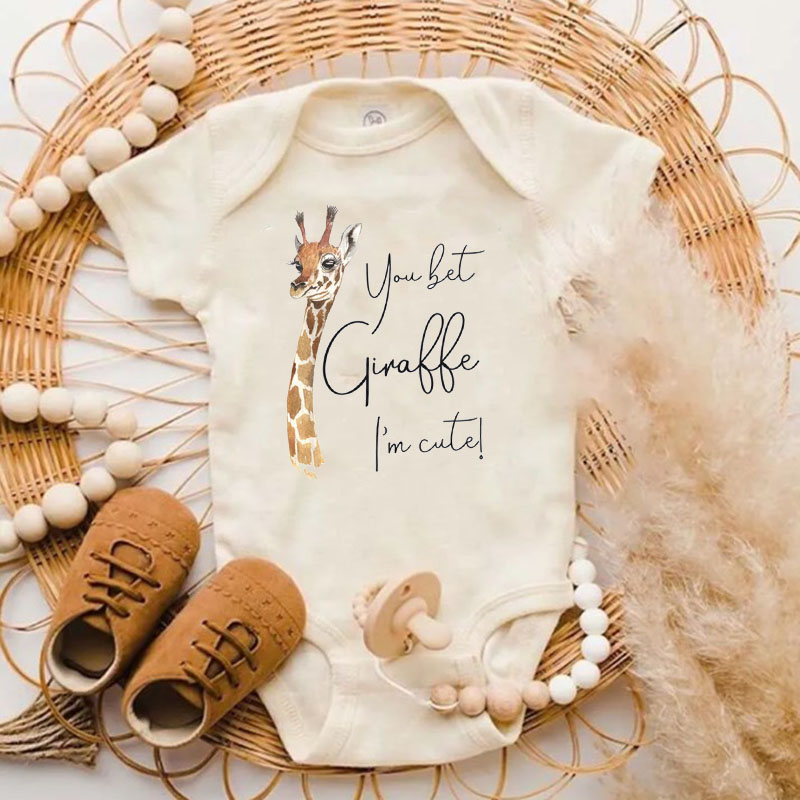 You Bet Giraffe I'm Cute Funny Giraffe Baby Onesie