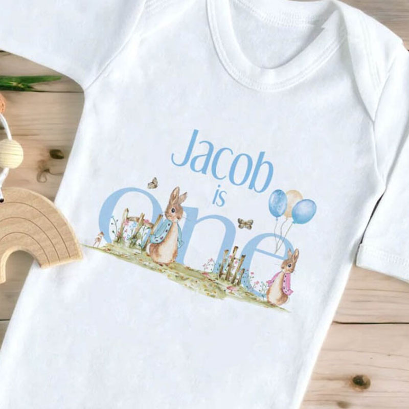 Personalised First Birthday Easter Rabbit One Baby Onesie