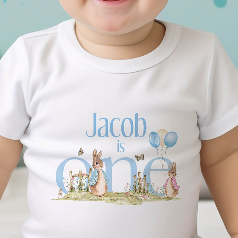 Personalised First Birthday Easter Rabbit One Baby Onesie