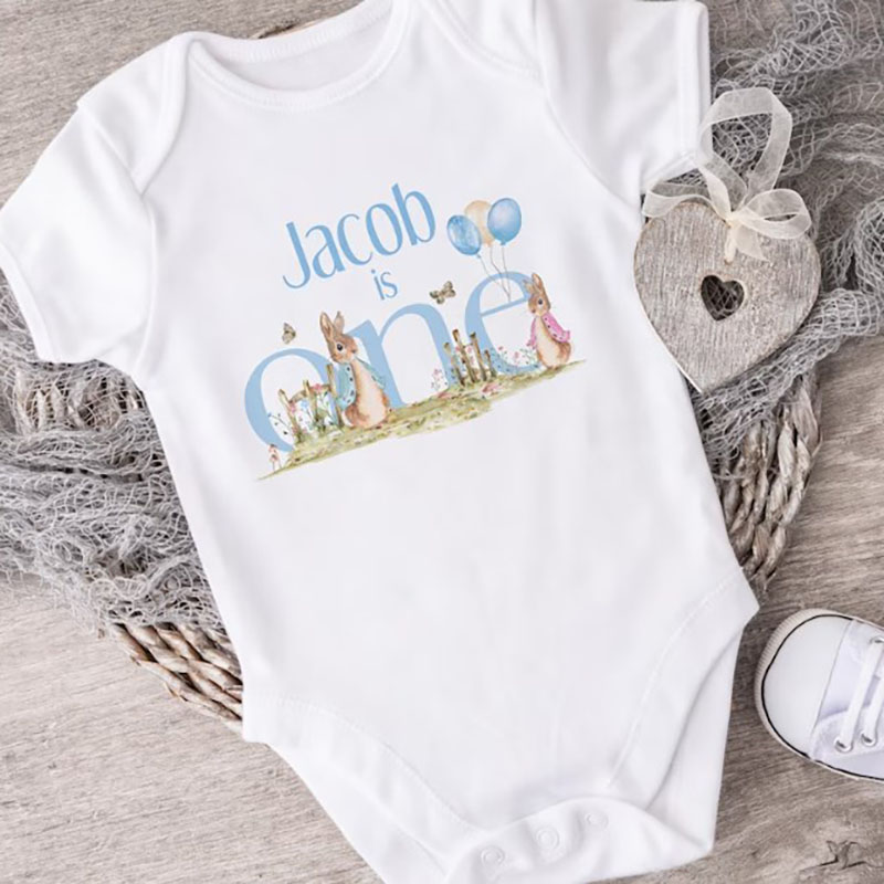 Personalised First Birthday Easter Rabbit One Baby Onesie
