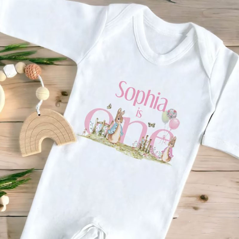 Personalised First Birthday Easter Rabbit One Baby Onesie