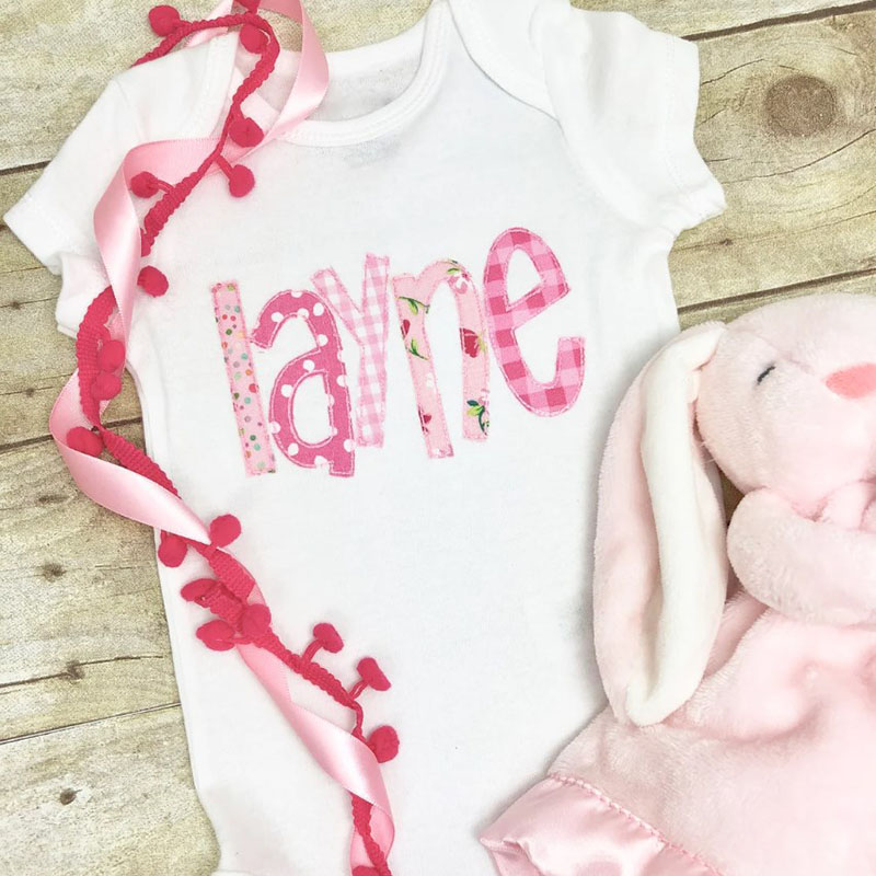 Personalized Pink Name Baby Girl Bodysuit For Baby