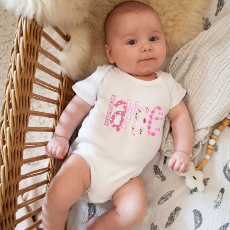 Personalized Pink Name Baby Girl Bodysuit For Baby