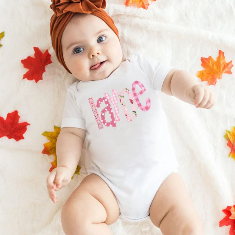 Personalized Pink Name Baby Girl Bodysuit For Baby