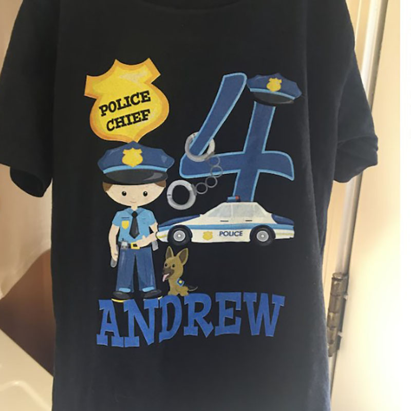 Boy Girls Policeman Birthday Shirt with Name