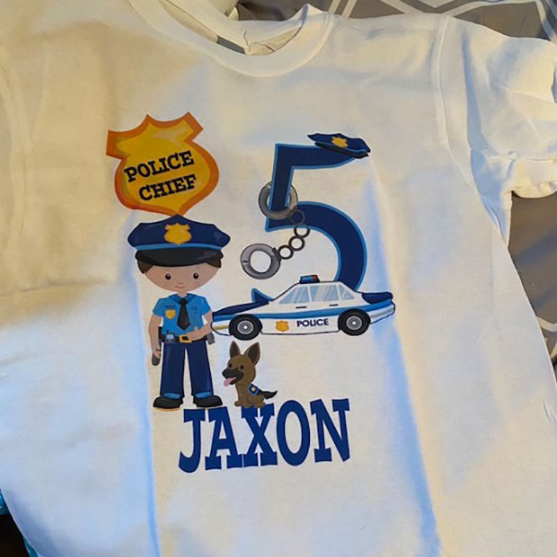 Boy Girls Policeman Birthday Shirt with Name
