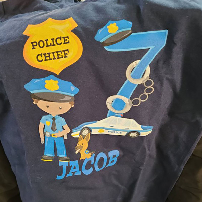 Boy Girls Policeman Birthday Shirt with Name