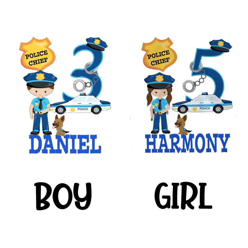 Boy Girls Policeman Birthday Shirt with Name