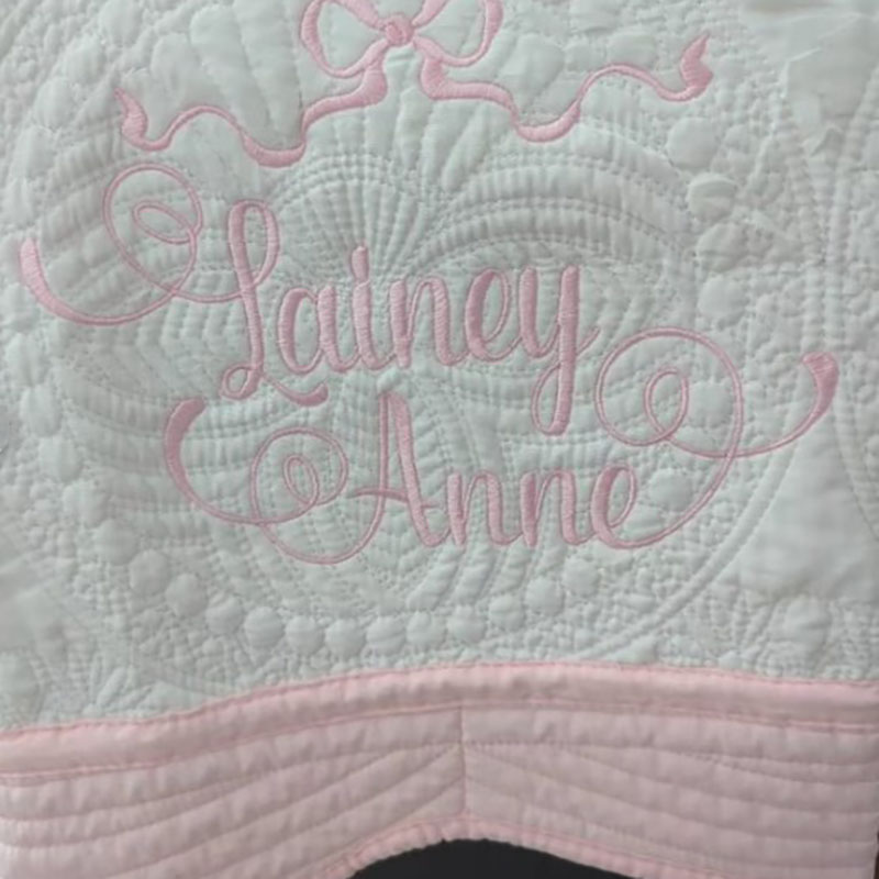 Custom Includes Two Names and Bow Monogrammed Baby Blanket