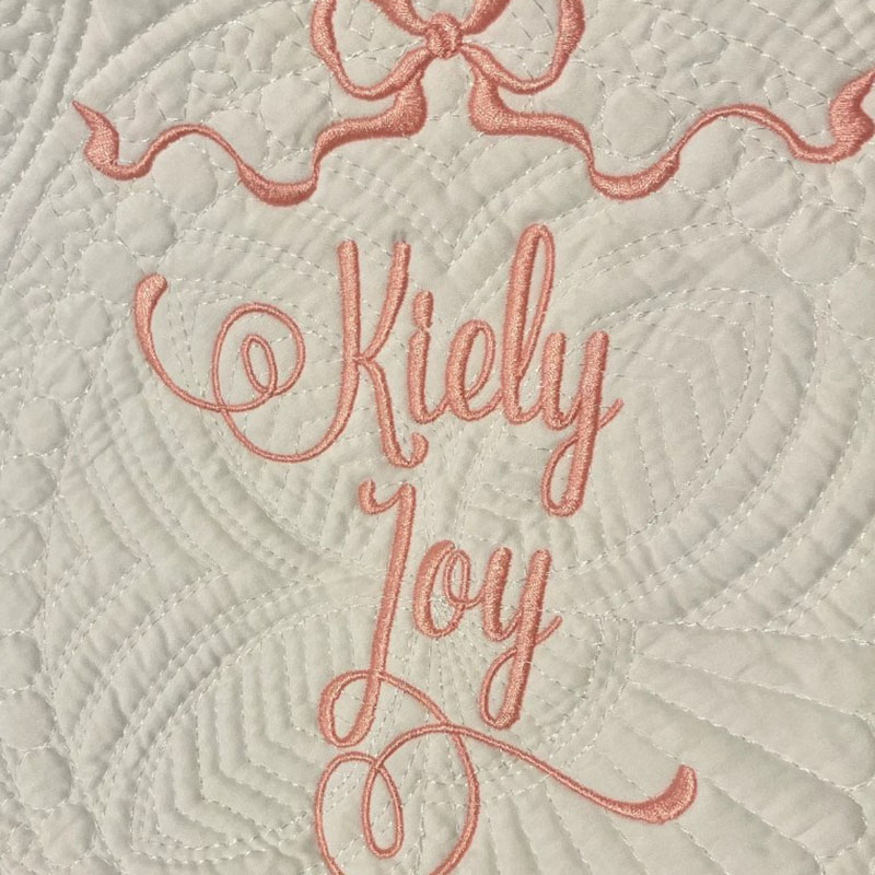 Custom Includes Two Names and Bow Monogrammed Baby Blanket